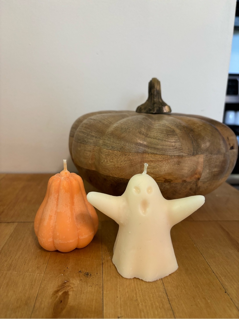 Halloween Decorative Candles - White Ghost and Orange Pumpkin